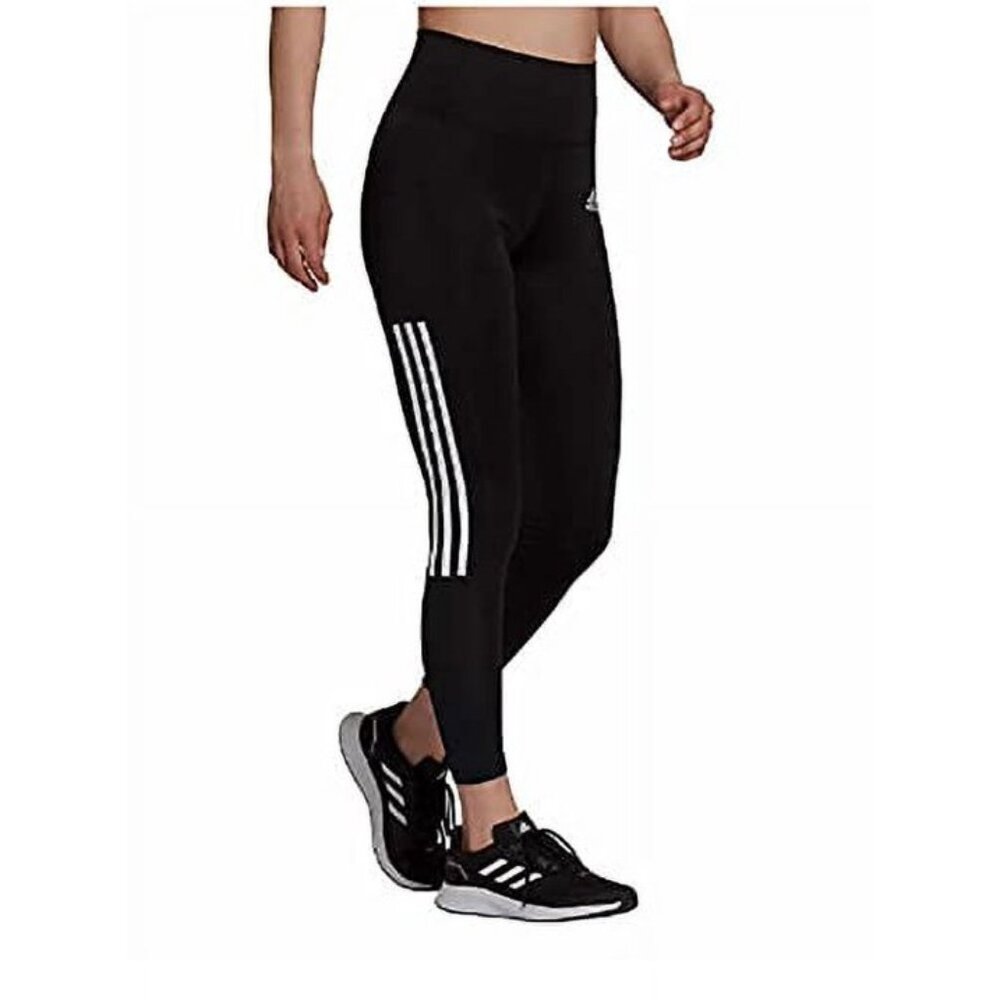 Adidas Womens Lightweight High Rise 3-Stripe Mesh 7/8 Leggings Small Black/White